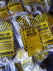 (PK50) OUT OF SERVICE Tags with Cable Ties