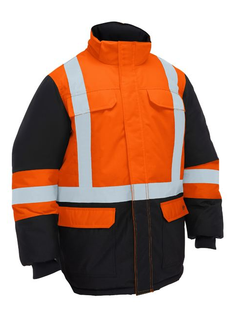 H Taped Hi Vis Freezer Hooded Jacket Orange/Navy Medium