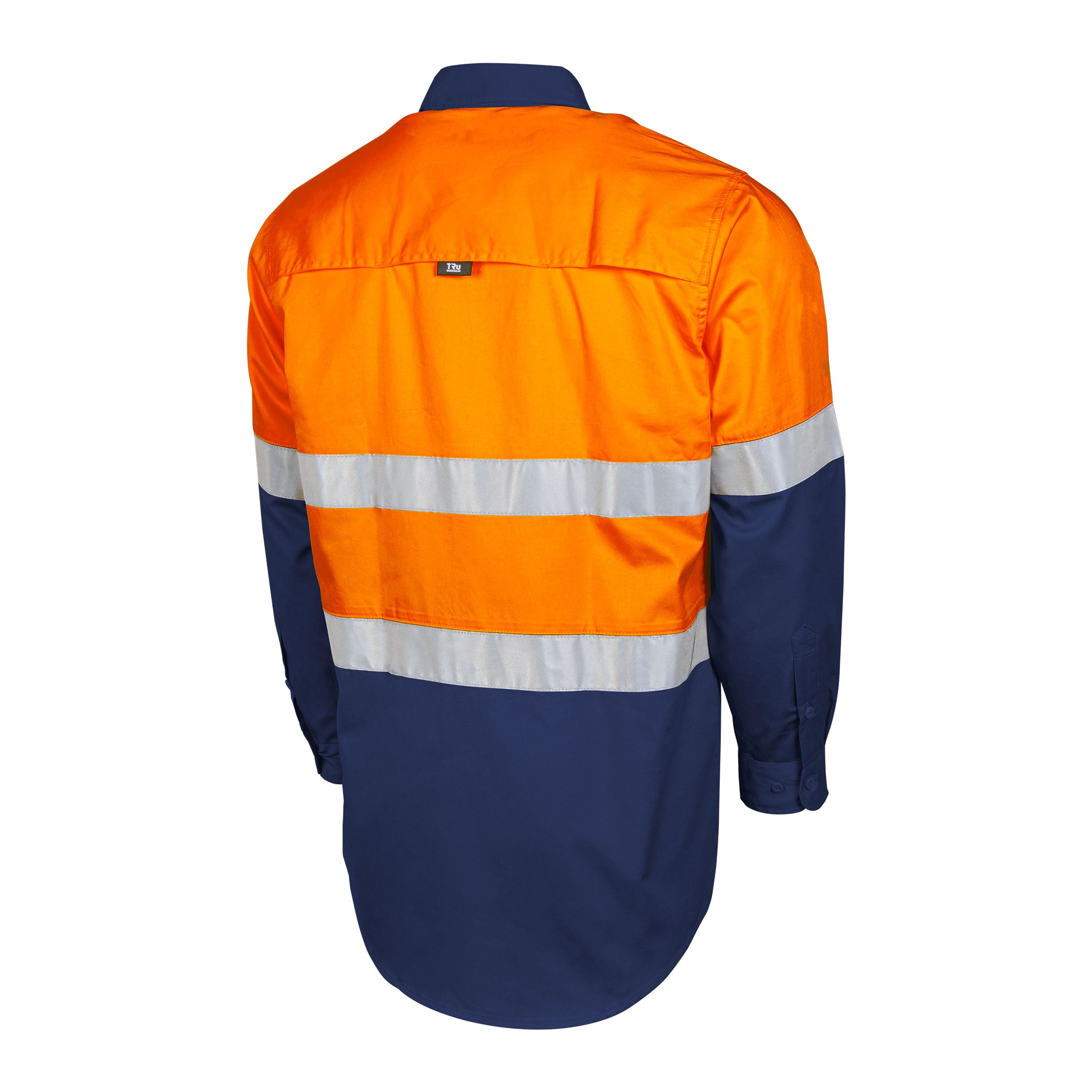 TRu Workwear Core Series Shirt 145gsm L/S 2 Tone Cotton Drill with Horizontal Cooling Vents and Tru HI Vis Ref. Tape in 2 Hoop Pattern