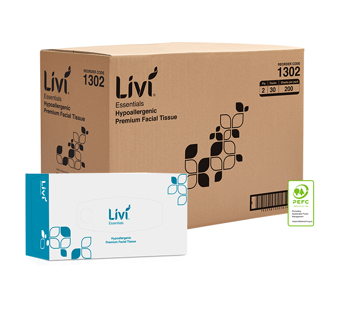 Livi Essentials Hypoallergenic Facial Tissues 2 Ply 200 Sheets
