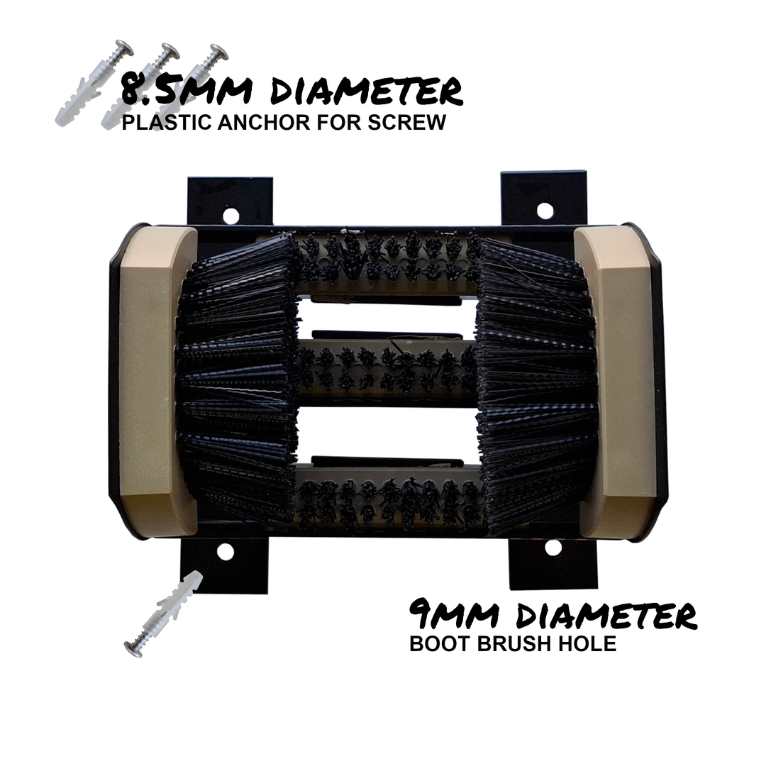 SINGLE - Heavy Duty Mounted Boot Brush - 3 Sided Mud and Dirt Scraper