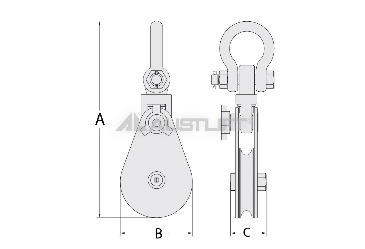 4T Heavy Duty Snatch Block Swivel Shackle Type