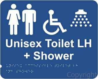 UNISEX DISABLE SHOWER LH 195x240mm Laminate & Braille