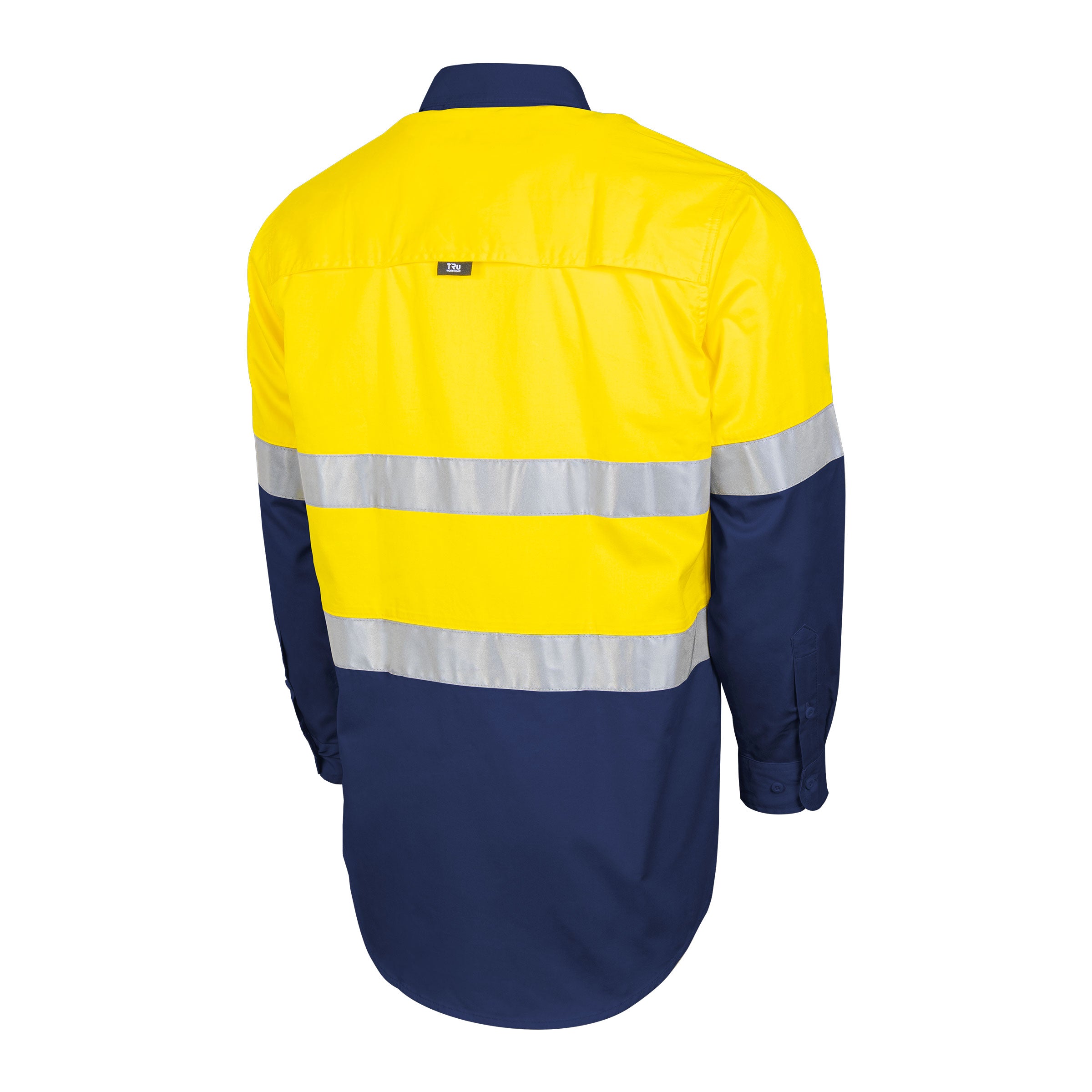 TRu Workwear Core Series Shirt 145gsm L/S 2 Tone Cotton Drill with Horizontal Cooling Vents and Tru HI Vis Ref. Tape in 2 Hoop Pattern