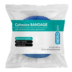 Aero Healthcare AEROBAN Blue Cohesive Bandage 2.5cm x 4.5M Wrap/12
