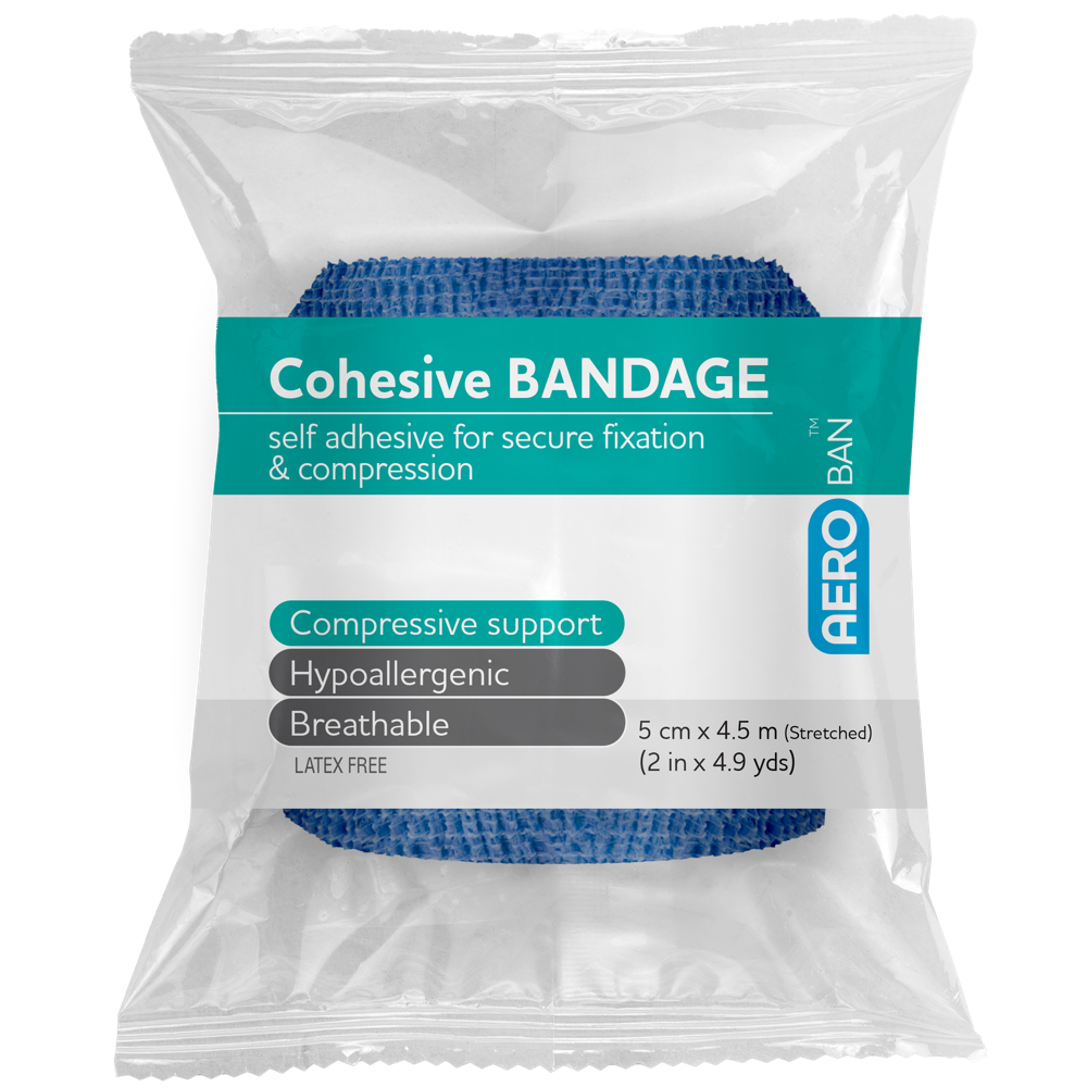 Aero Healthcare AEROBAN Blue Cohesive Bandage 5.0cm x 4.5M Wrap/12
