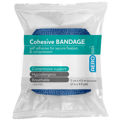 Aero Healthcare AEROBAN Blue Cohesive Bandage 5.0cm x 4.5M Wrap/12