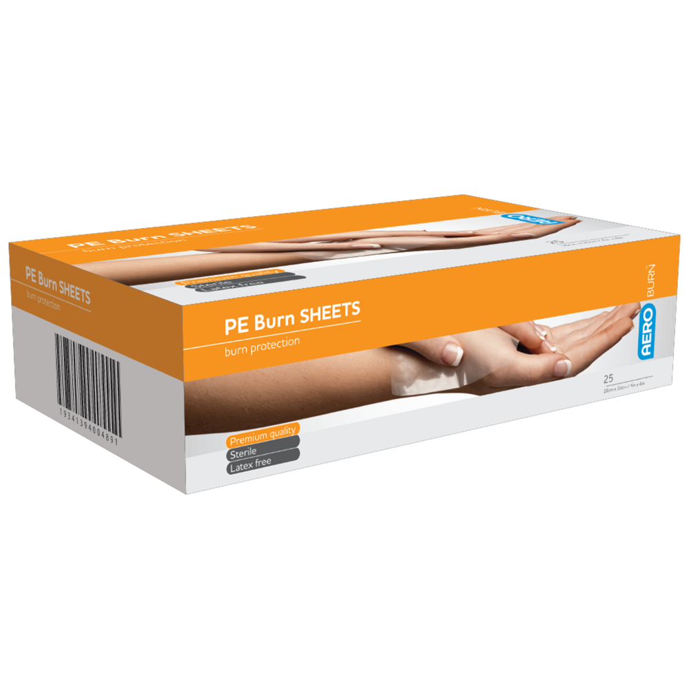 Aero Healthcare AEROBURN Polyethylene Burn Sheet 10 x 10cm Box/25