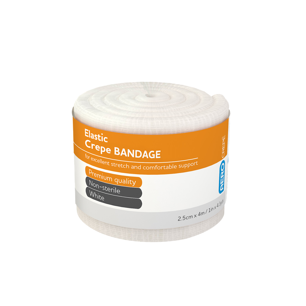 Aero Healthcare AEROCREPE Elastic Crepe Bandage 2.5cm x 4M Wrap/12