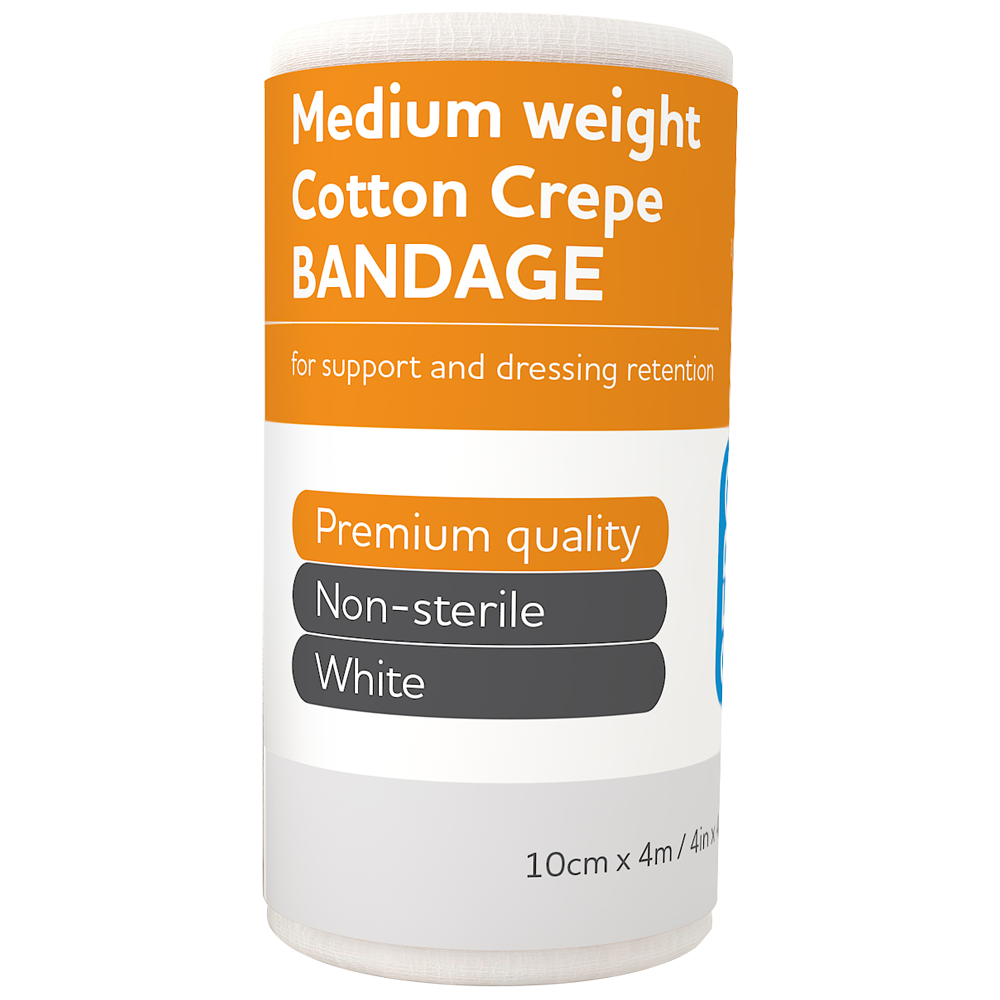 Aero Healthcare AEROCREPE Medium Cotton Crepe Bandage 10cm x 4M Wrap/12