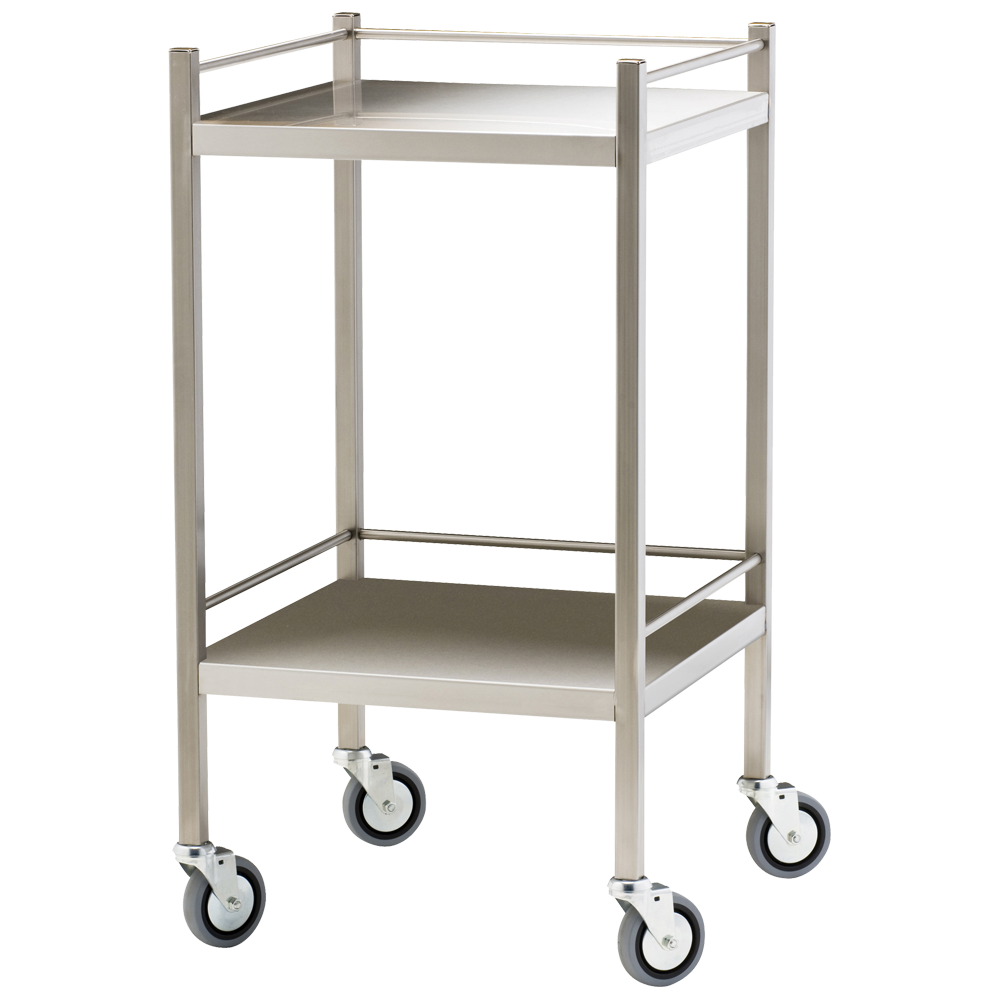 Aero Healthcare Small Stainless Steel Trolley with Rails 50 x 50 x 97cm
