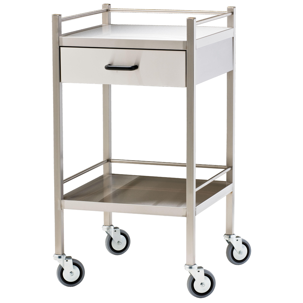 Aero Healthcare Small Stainless Steel Trolley with Drawer 50 x 50 x 97cm
