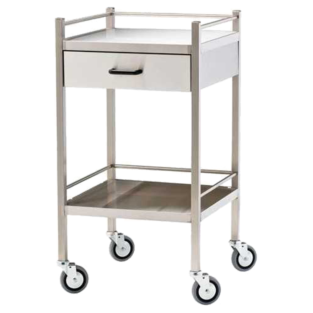 Aero Healthcare Medium Stainless Steel Trolley with Drawer 60 x 50 x 97cm