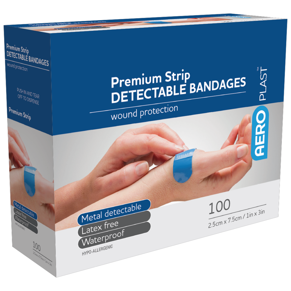 Aero Healthcare AEROPLAST Premium Detectable X-Wide Strip 7.5 x 2.5cm Box/100