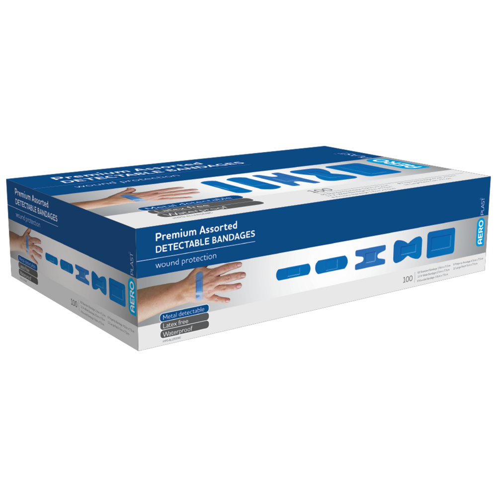 Aero Healthcare AEROPLAST Premium Detectable Assorted Dressings Box/100