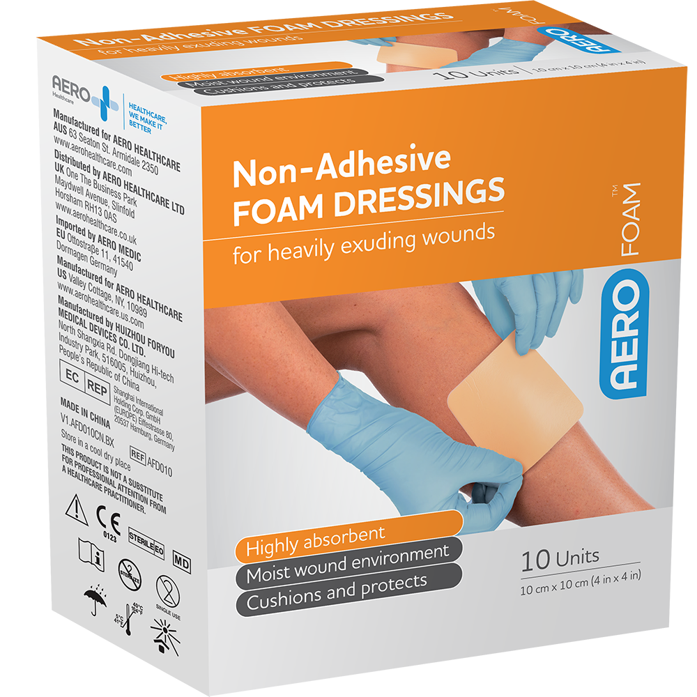 Aero Healthcare AEROFOAM Non-Adhesive Foam Dressing 10 x 10cm Box/10