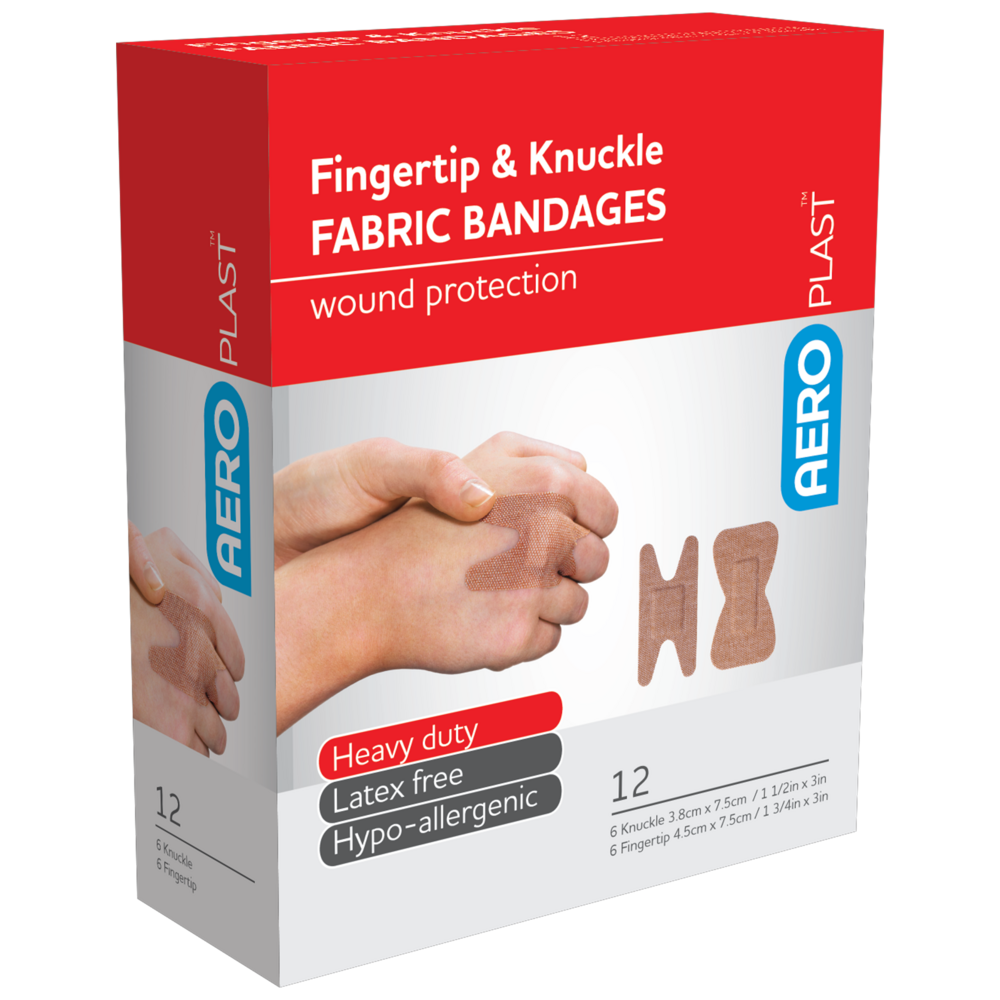 Aero Healthcare AEROPLAST Premium Fabric Fingertip & Knuckle Dressings Box/12