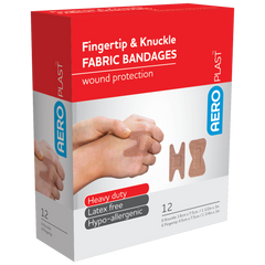 Aero Healthcare AEROPLAST Premium Fabric Fingertip & Knuckle Dressings Box/12