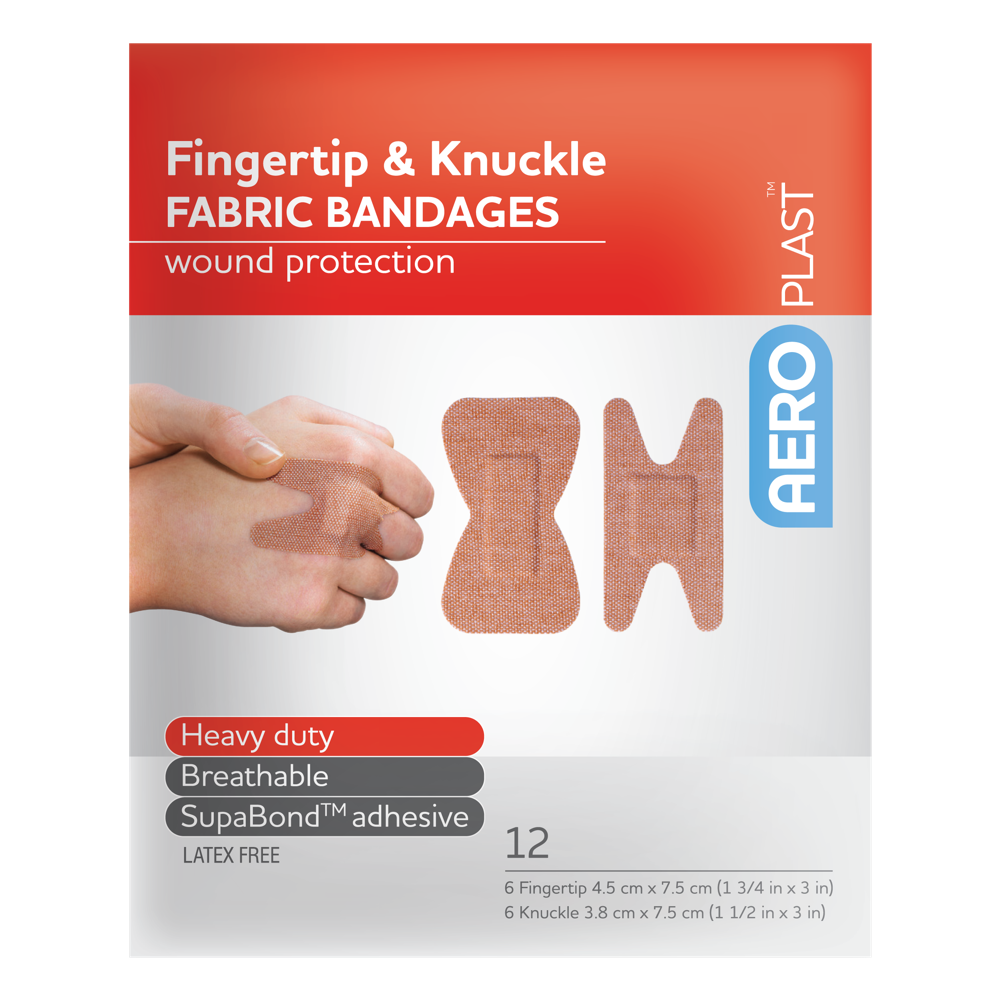 Aero Healthcare AEROPLAST Premium Fabric Fingertip & Knuckle Dressings Env/12