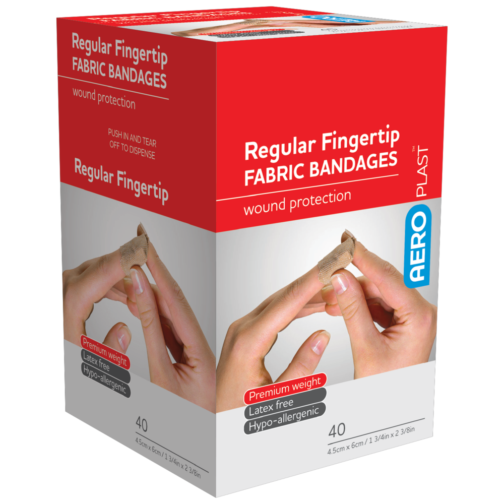 Aero Healthcare AEROPLAST Premium Fabric Regular Fingertip Dressings 6 x 4.5cm Box/40