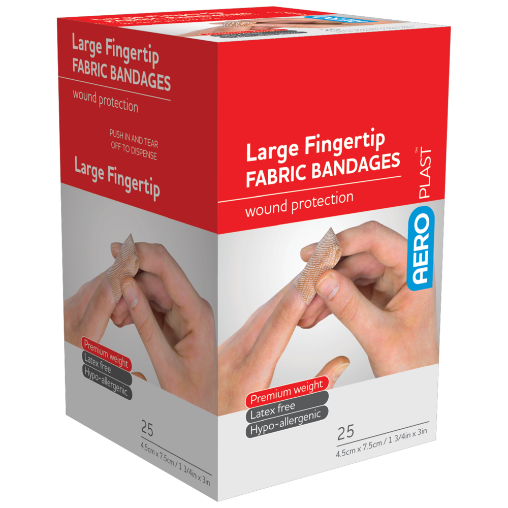 Aero Healthcare AEROPLAST Premium Fabric Large Fingertip 7.5 x 4.5cm Box/25