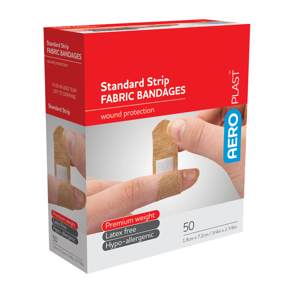 Aero Healthcare AEROPLAST Premium Fabric Standard Strip 7.2 x 1.9cm Box/50