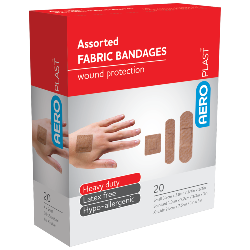 Aero Healthcare AEROPLAST Premium Fabric Assorted Dressings Box/20