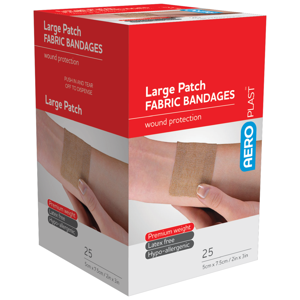Aero Healthcare AEROPLAST Premium Fabric Large Patch 7.5 x 5cm Box/25