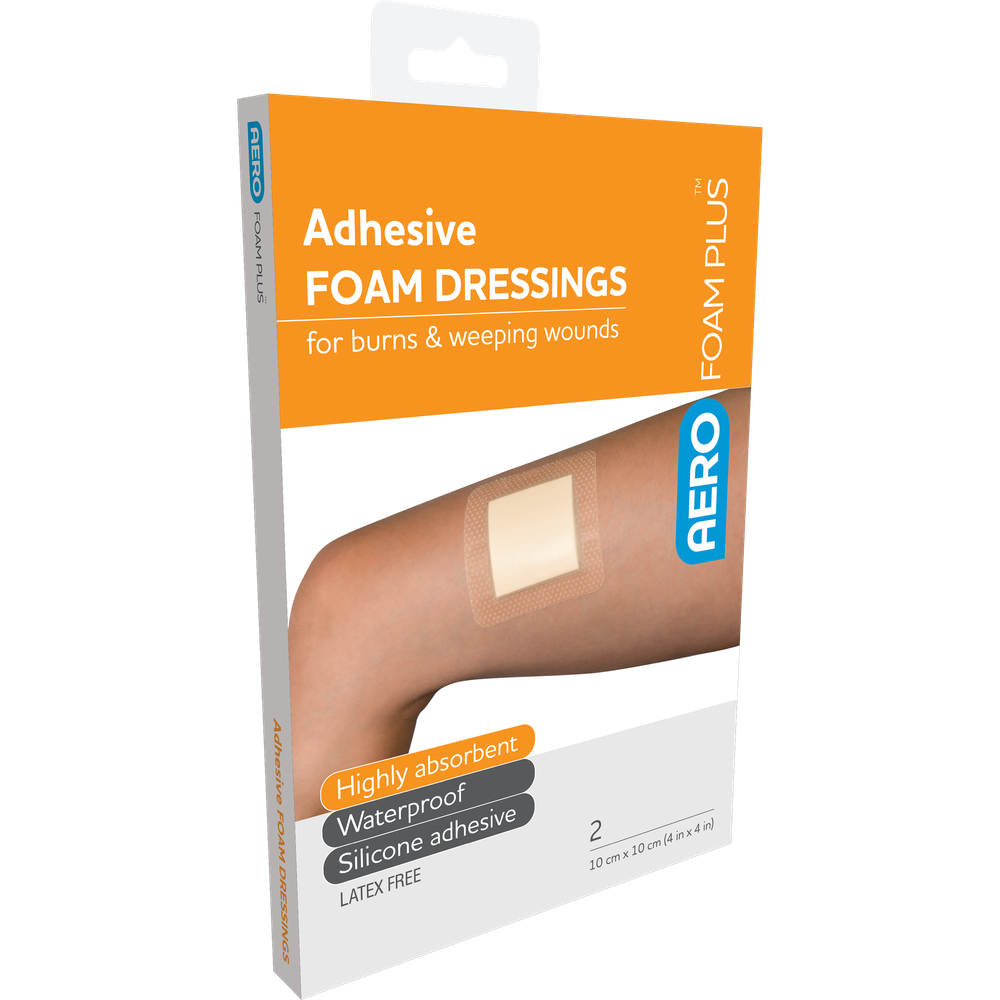 Aero Healthcare AEROFOAM PLUS Adhesive Foam Dressings 10 x 10cm Box/2
