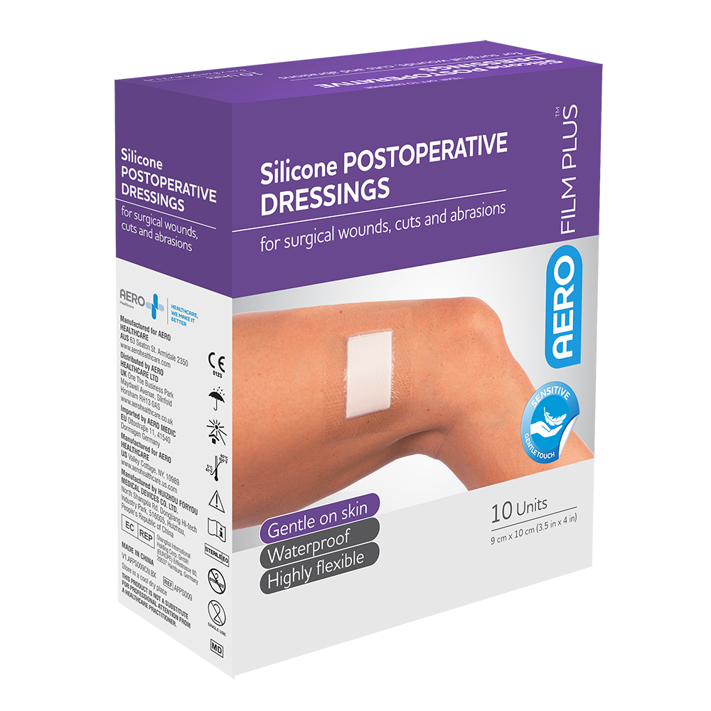 Aero Healthcare AEROFILM PLUS Sensitive Silicone Postoperative Dressing 9 x 10cm Box/10