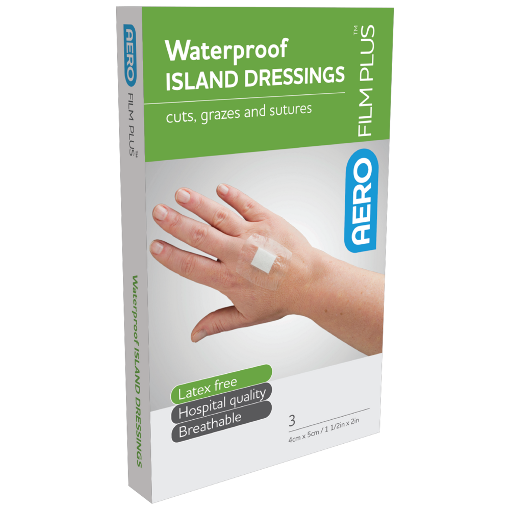Aero Healthcare AEROFILM PLUS Waterproof Island Dressing 4 x 5cm Box/3 Env/3