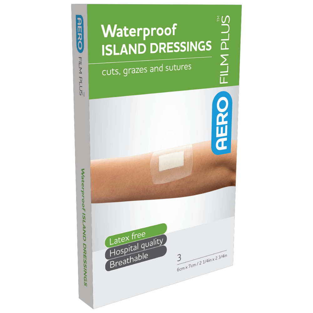 Aero Healthcare AEROFILM PLUS Waterproof Island Dressing 6 x 7cm Box/3 Env/3