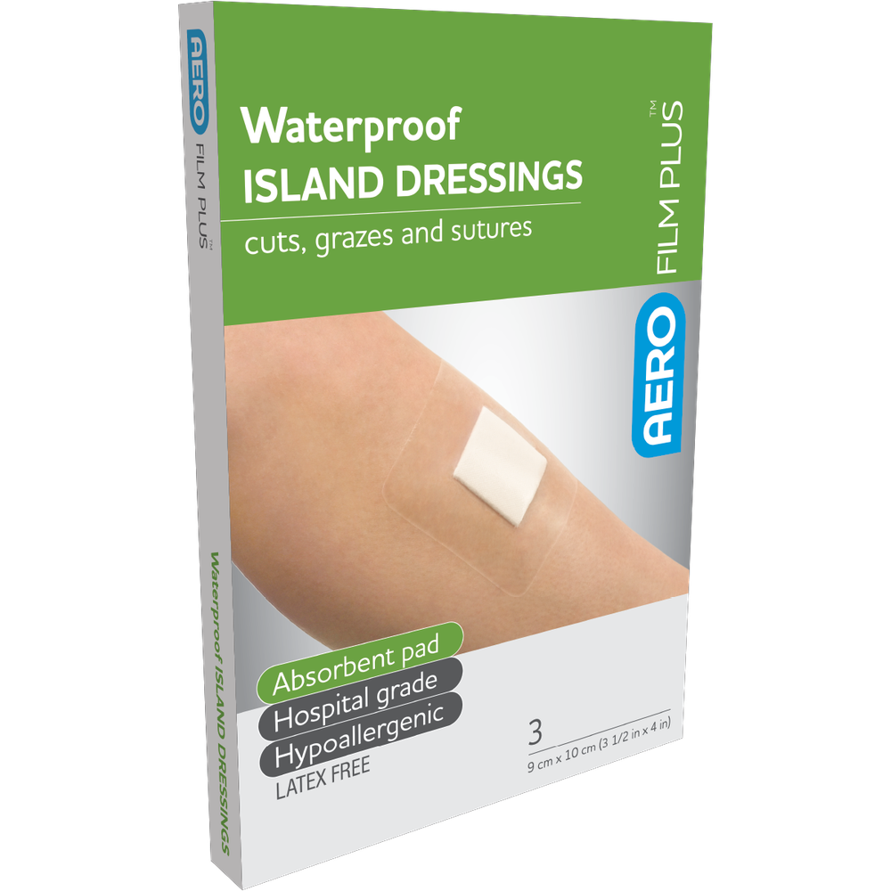 Aero Healthcare AEROFILM PLUS Waterproof Island Dressing 9 x 10cm Box/3