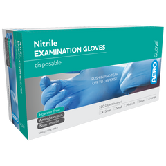 Aero Healthcare AEROGLOVE Medium Nitrile Powder-Free Gloves Box/100