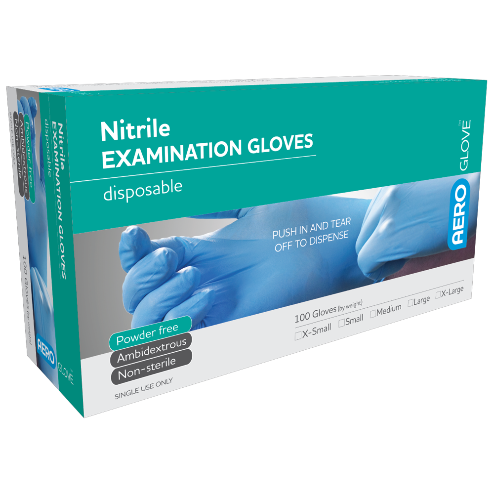 Aero Healthcare AEROGLOVE Small Nitrile Powder-Free Gloves Box/100