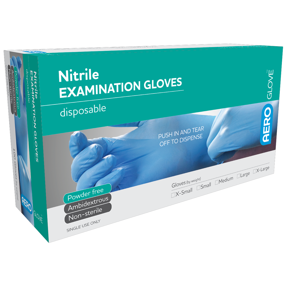 Aero Healthcare AEROGLOVE X-Large Nitrile Powder-Free Gloves Box/100
