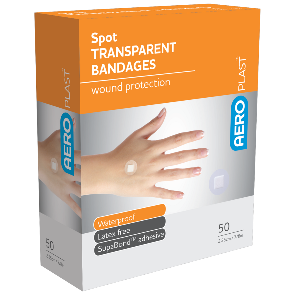Aero Healthcare AEROPLAST Transparent Spot Dressings 2.25 x 2.25cm Box/50