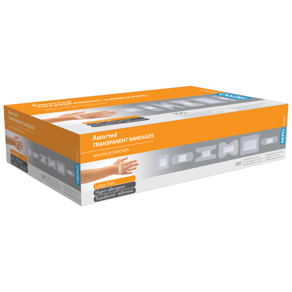 Aero Healthcare AEROPLAST Transparent Assorted Dressings Box/100