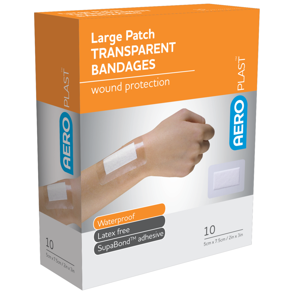 Aero Healthcare AEROPLAST Transparent Large Patch 7.5 x 5cm Box/10