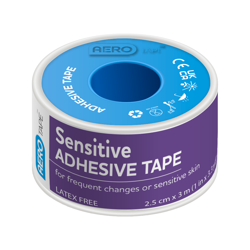 Aero Healthcare AEROTAPE Sensitive Silicone Tape 2.5cm x 3M Box/6