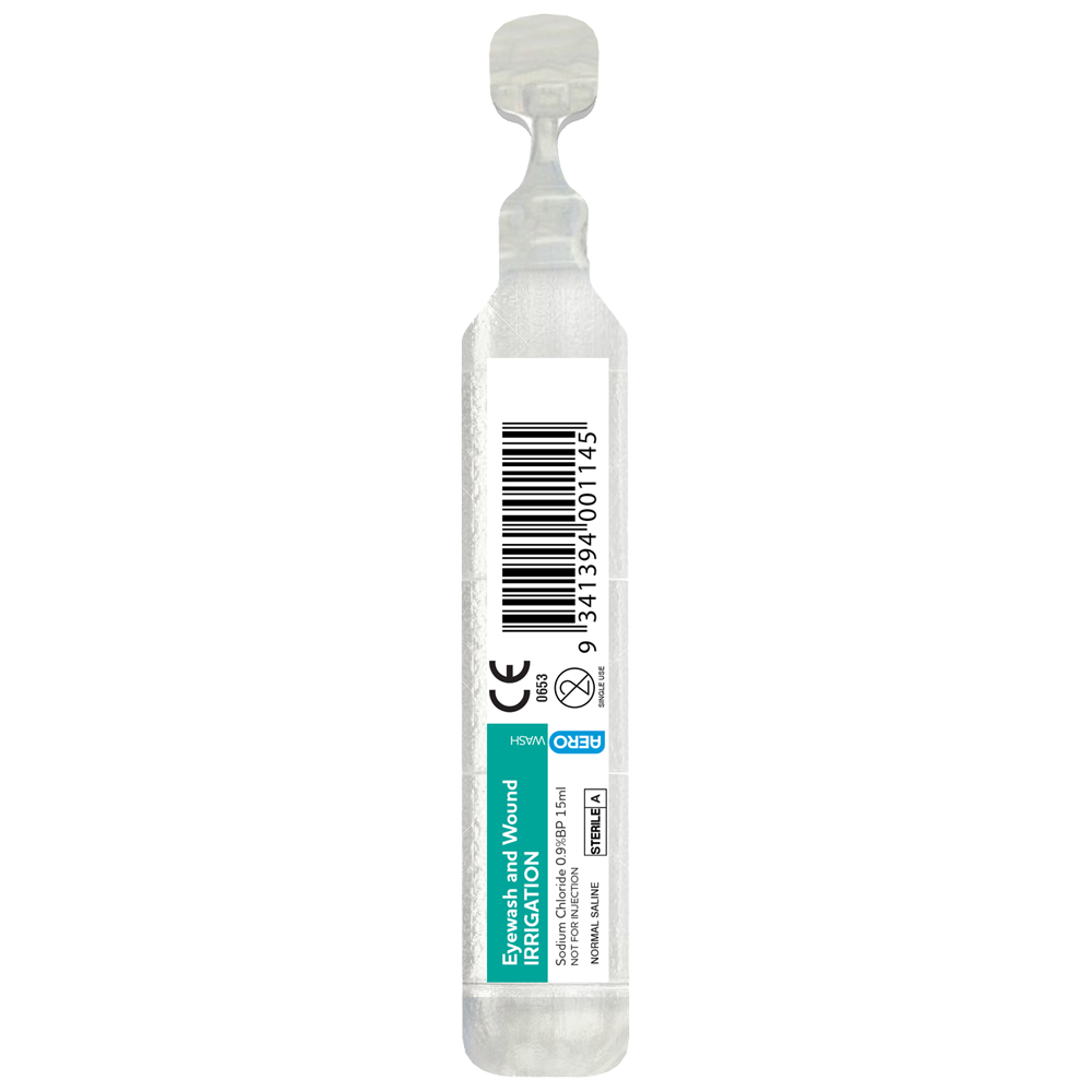 Aero Healthcare AEROWASH Sodium Chloride Eyewash Ampoule 15ml Carton / 500