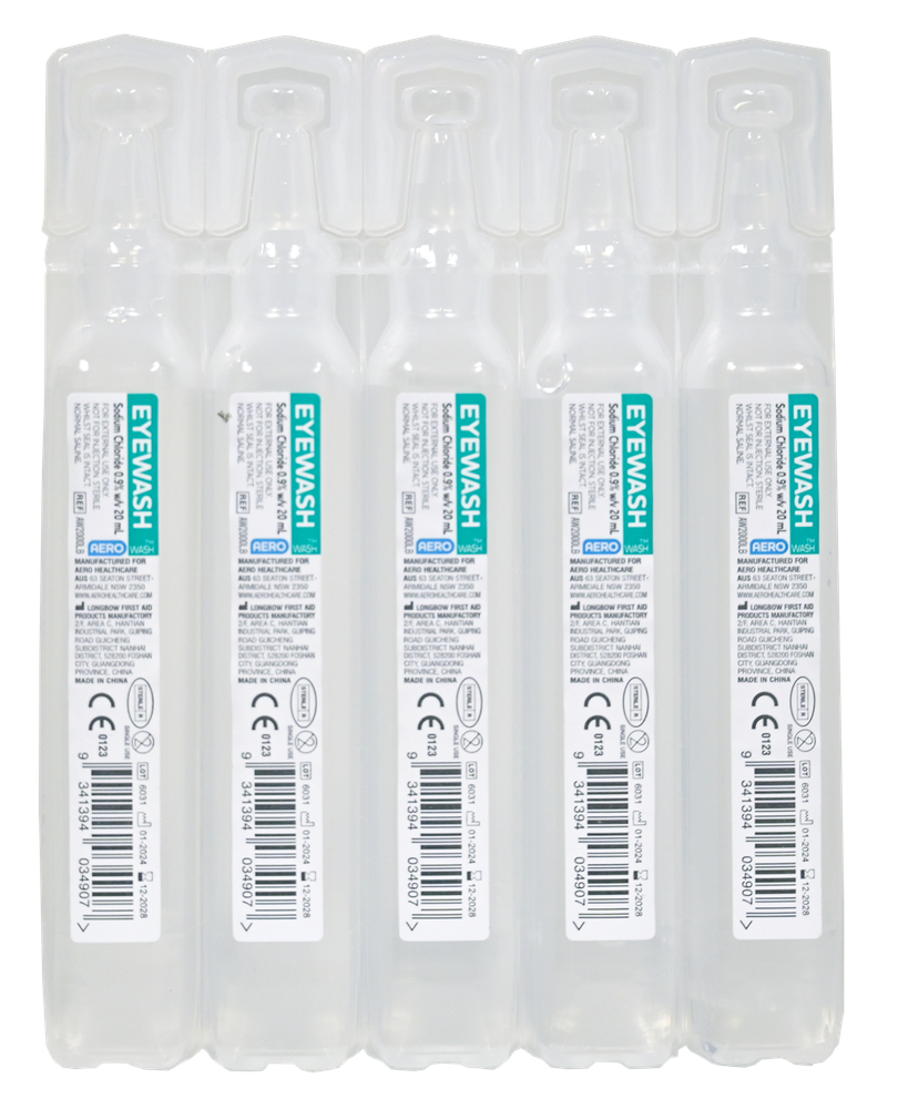 Aero Healthcare AEROWASH Sodium Chloride Eyewash Ampoule 20ml Carton / 250
