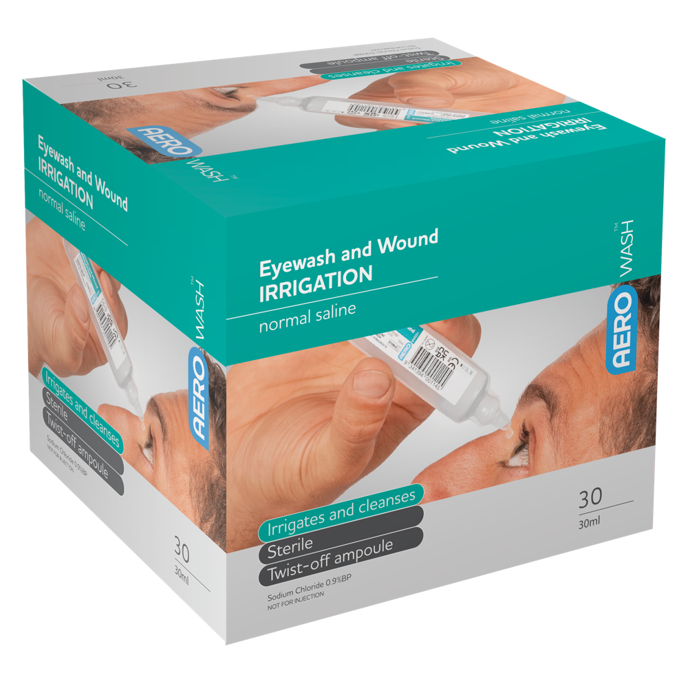 Aero Healthcare AEROWASH Sodium Chloride Eyewash Ampoule 30ml Box / 30