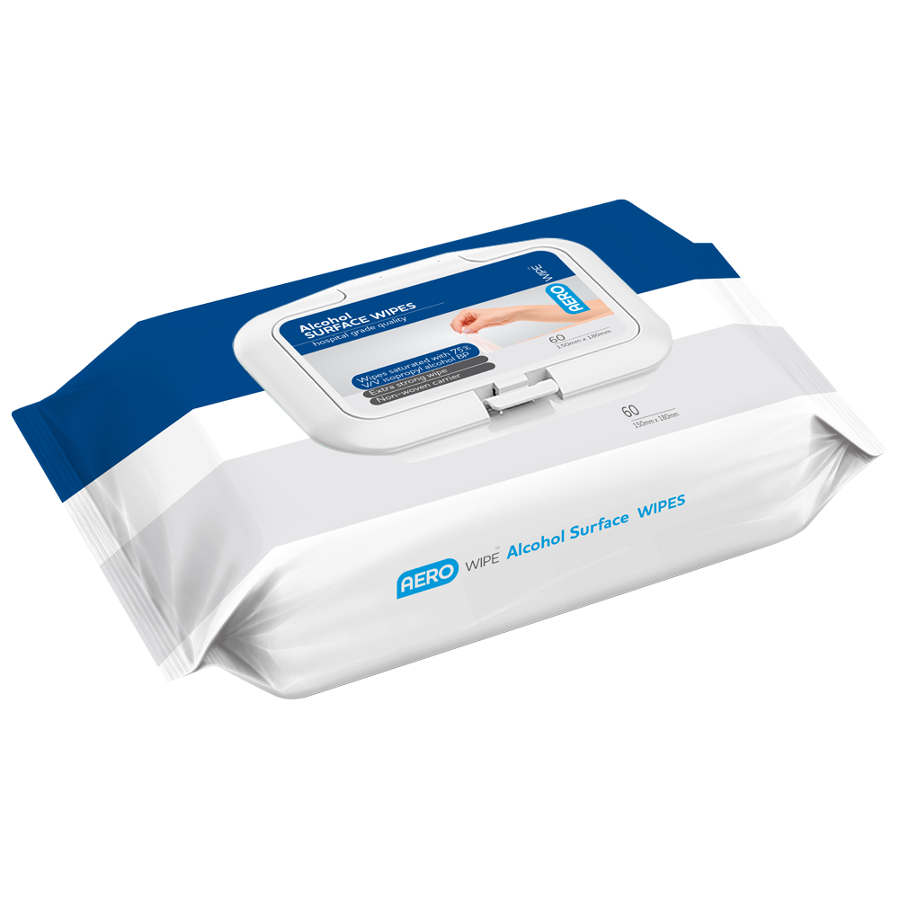 Aero Healthcare AEROWIPE 75% Isopropyl Alcohol Surface Wipes Pouch/60 (DG) Pack/60