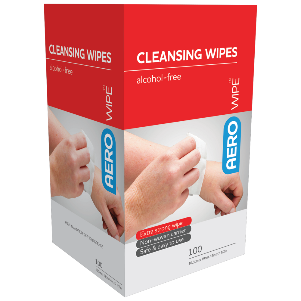 Aero Healthcare AEROWIPE Alcohol-Free Cleansing Wipes Box/100