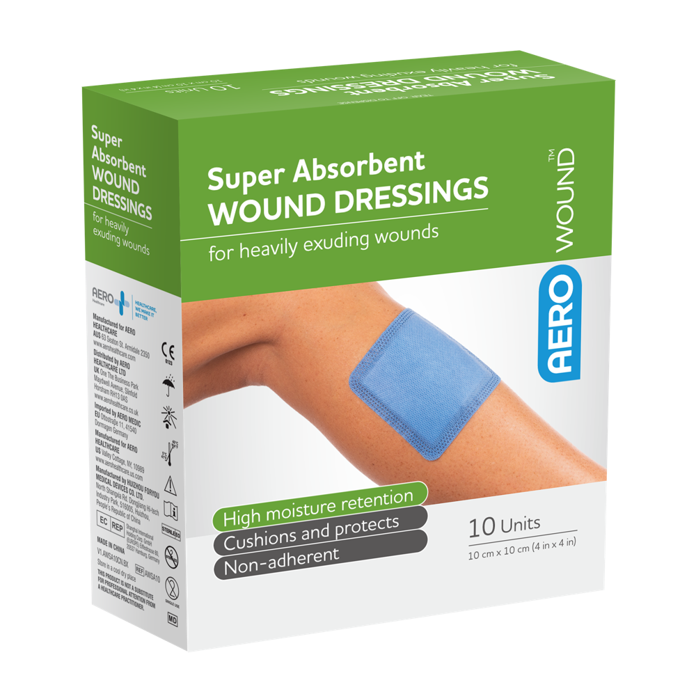 Aero Healthcare AEROWOUND Super Absorbent Wound Dressing 10 x 10cm Box/10