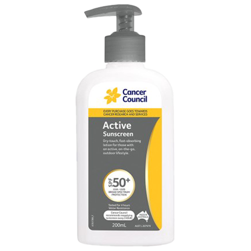 Aero Healthcare CANCER COUNCIL SPF50+ Active Sunscreen Pump 200mL