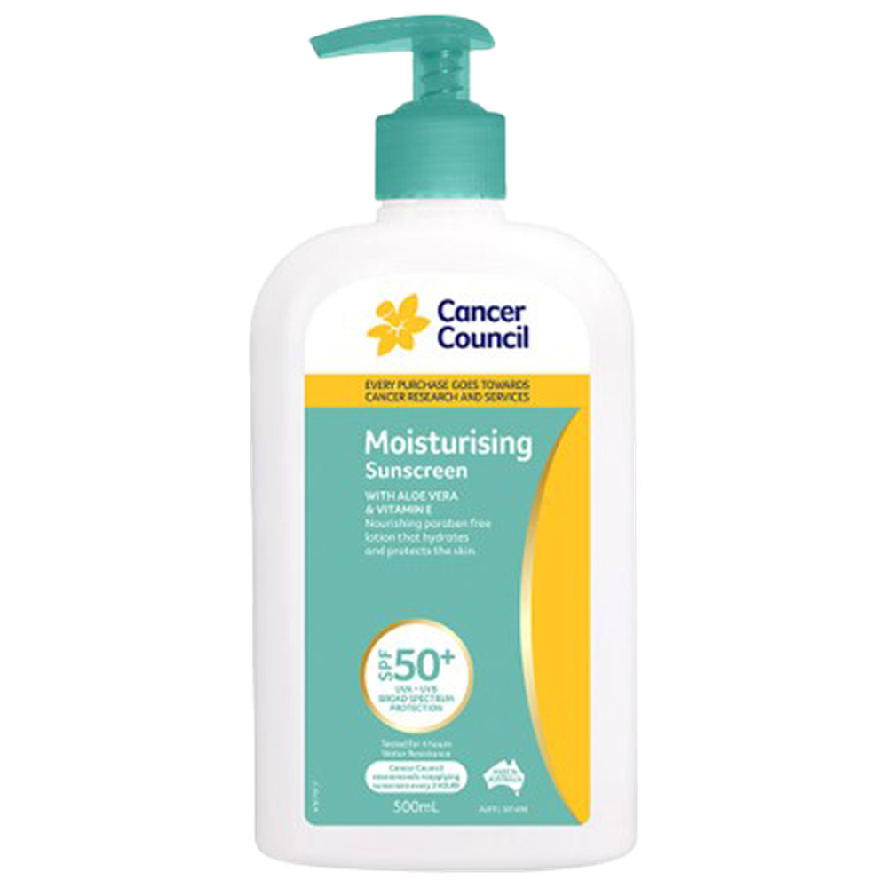 Aero Healthcare CANCER COUNCIL SPF50+ Moisturising Sunscreen Pump 500mL