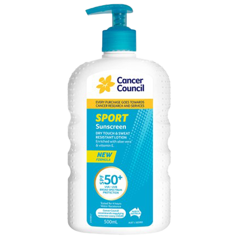 Aero Healthcare CANCER COUNCIL SPF50+ Sport Sunscreen Pump 500mL