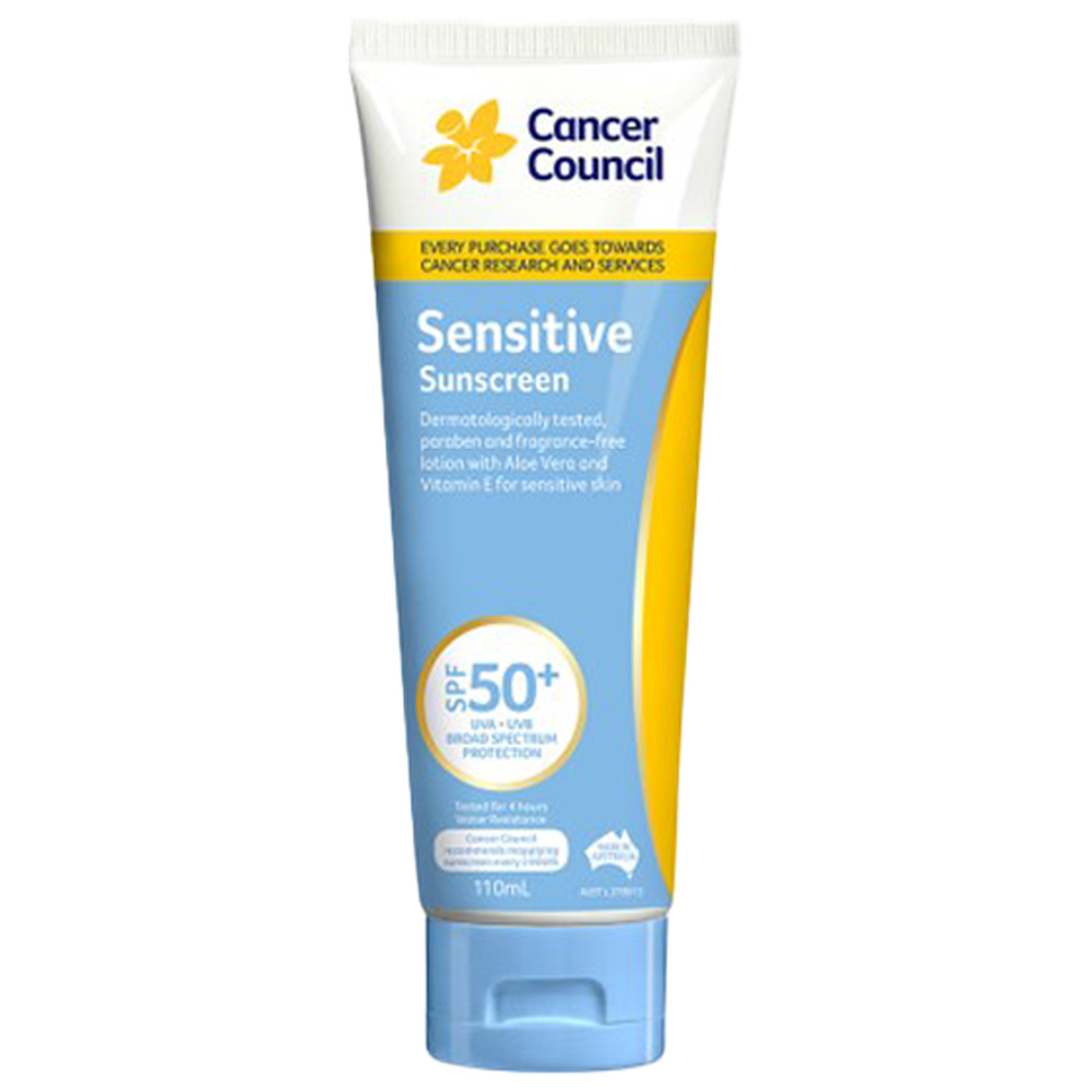 Aero Healthcare CANCER COUNCIL SPF50+ Sensitive Sunscreen Tube 110mL